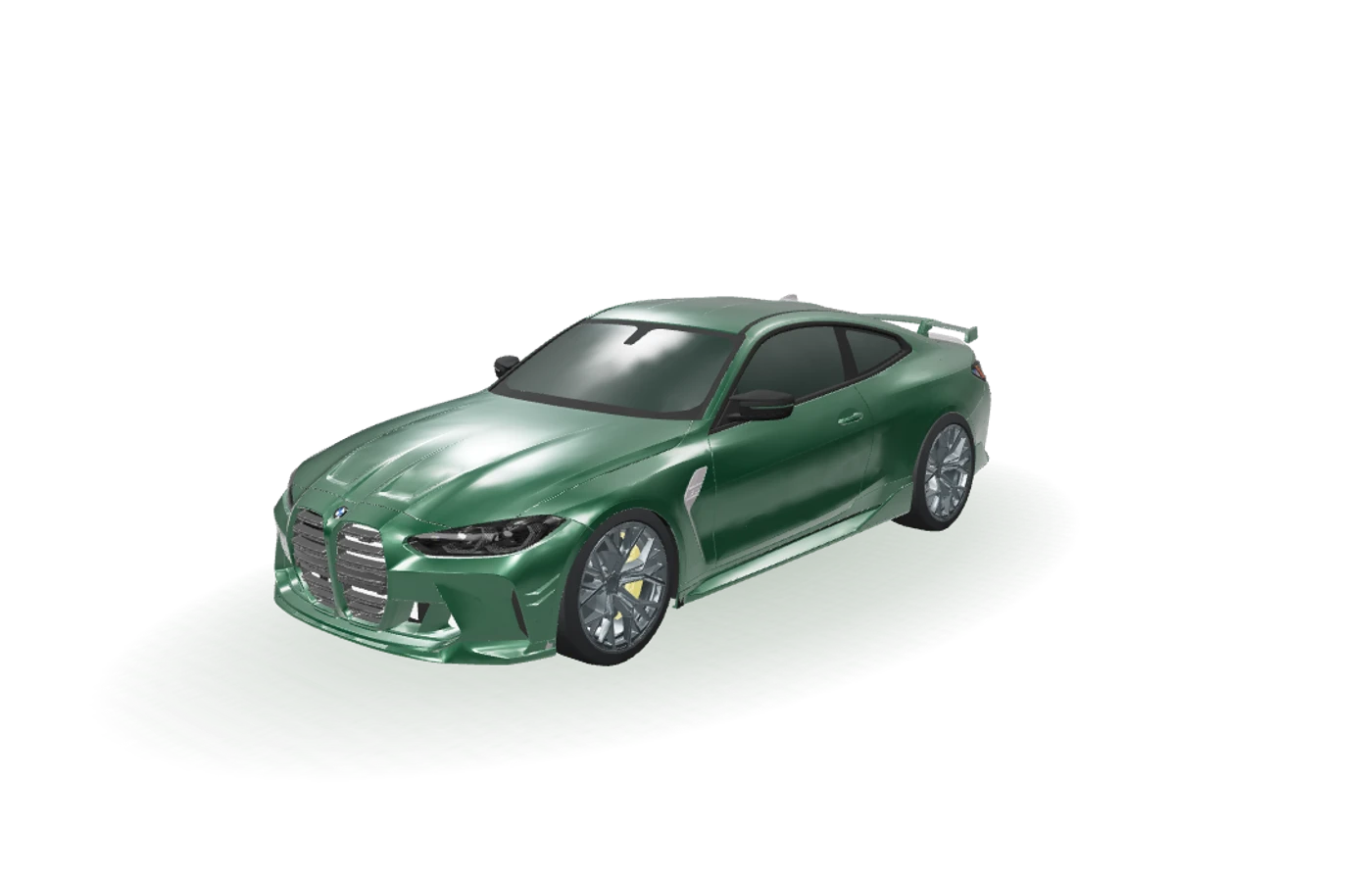 Illustrative BMW M4 in a green-paint studio visualisation