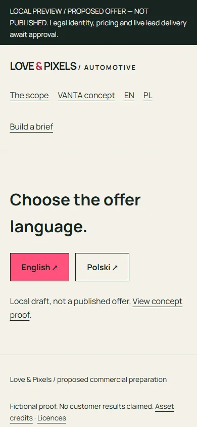 Automotive Launch Preview — Bilingual Landing — mobile capture