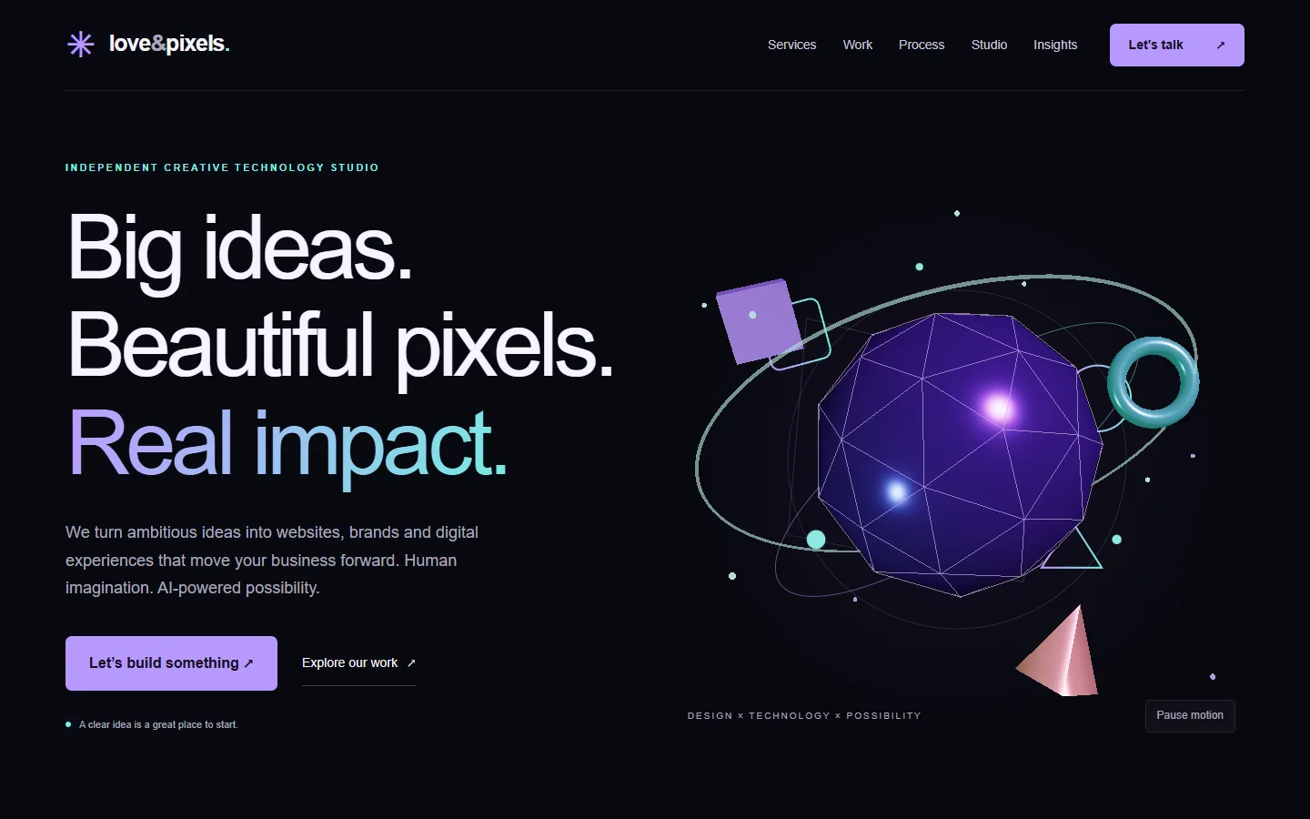 Love & Pixels Demo Website — desktop preview