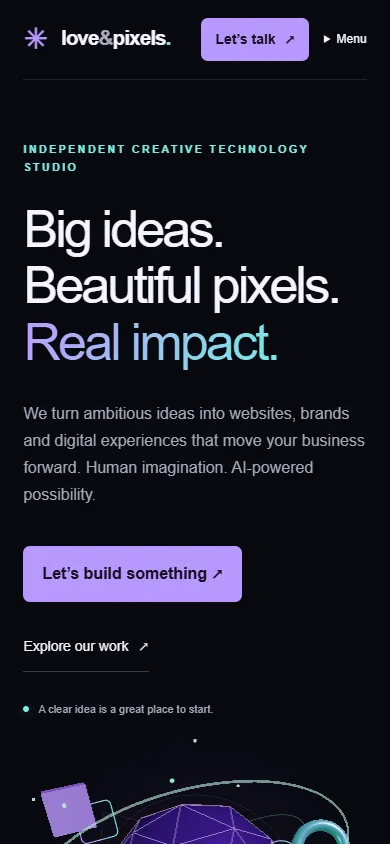 Love & Pixels Demo Website — mobile capture