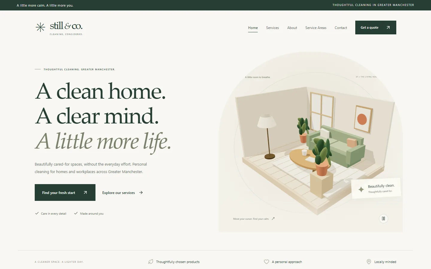 Still & Co. — Interactive Cleaning Service Website — desktop preview