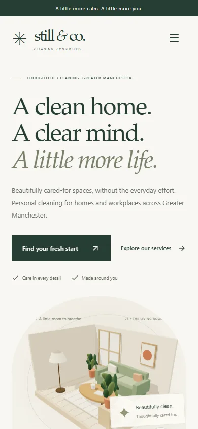 Authentic mobile capture of the fictional Still & Co. website